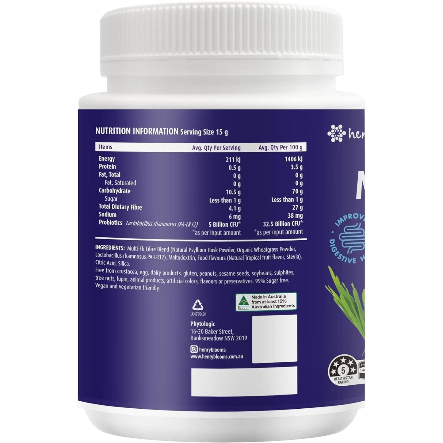 Henry Blooms Multi Fibre with Probiotics (Tropical Fruits) 750g