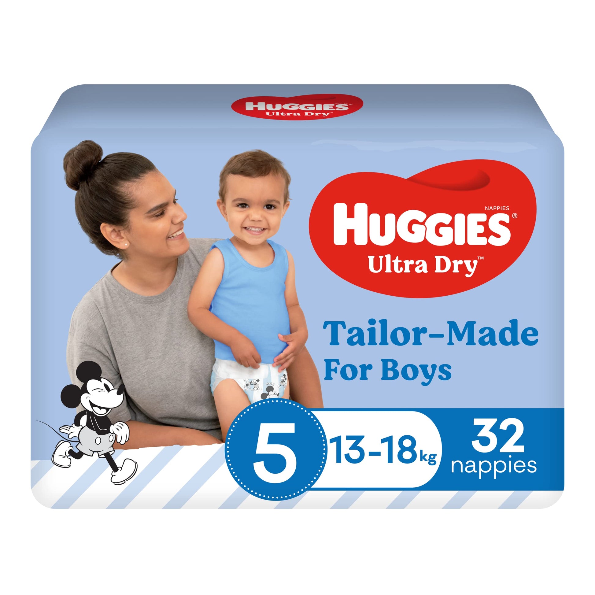 Huggies Ultra Dry Nappies Boys Size 5 13-18kg 32 Pack
