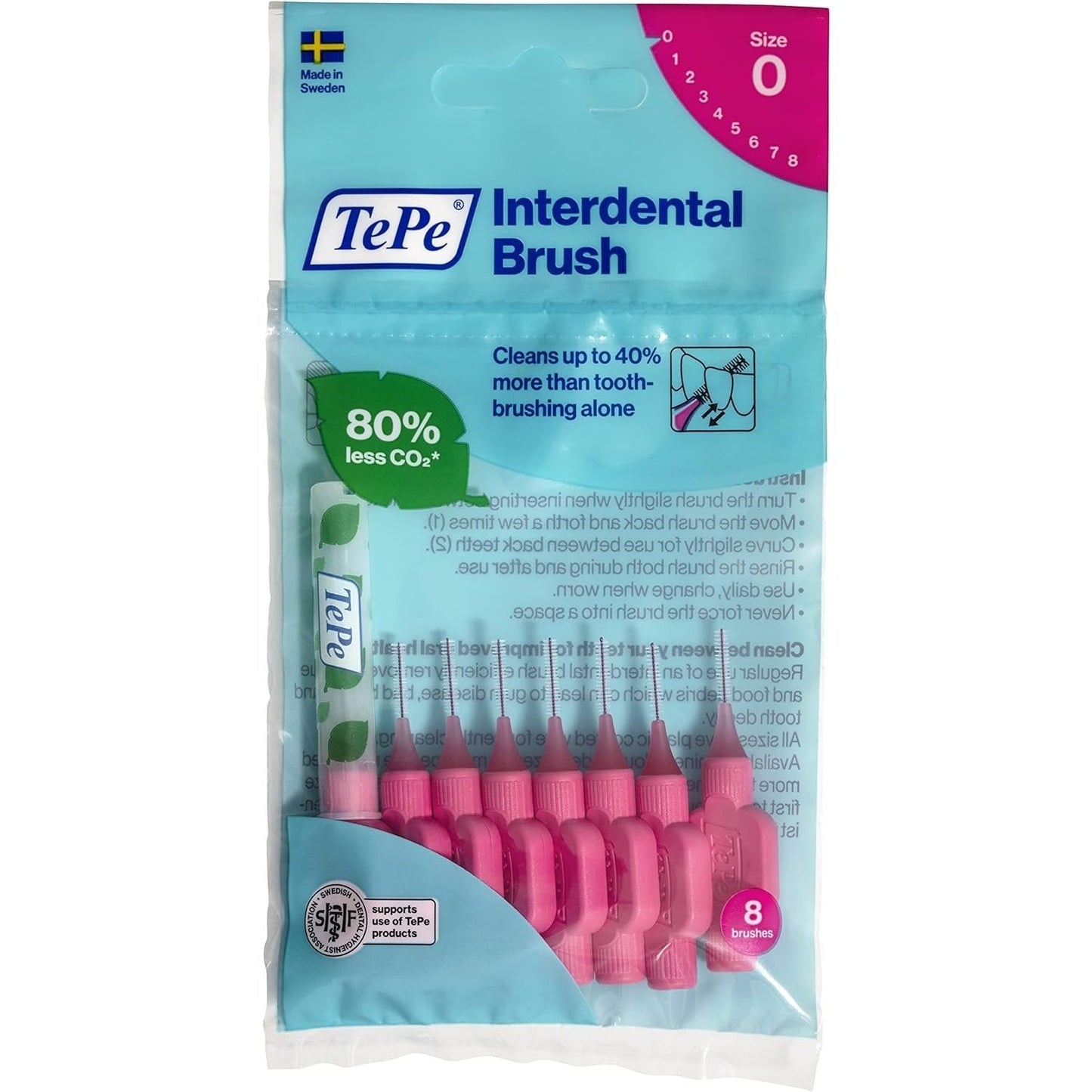 TePe Interdental Brushes Pink Size 0 0.4mm 8 Pack
