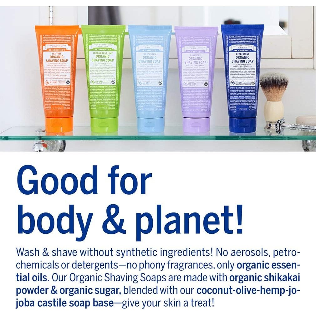 Dr. Bronner's Organic Shaving Soap Peppermint 207ml