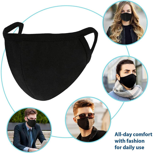 Lovercare Fabric Face Mask Black 10 Pack