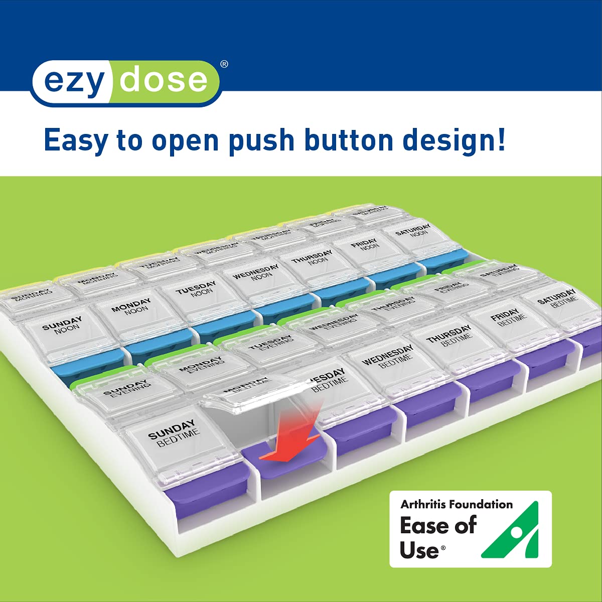 EZY DOSE PUSH MEDTIME PLANNER WEEKLY 7 DAY 2XL