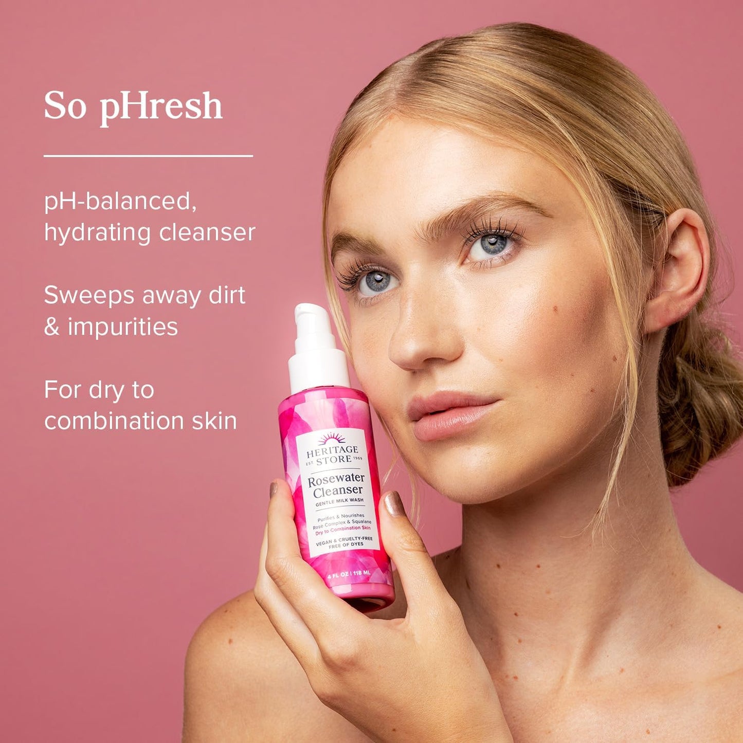 HERITAGE STORE Rosewater Cleanser Dry to Combination Skin 118ml