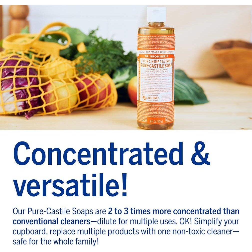 Dr. Bronner's Pure-Castile Soap Liquid (Hemp 18-in-1) Tea Tree 473ml