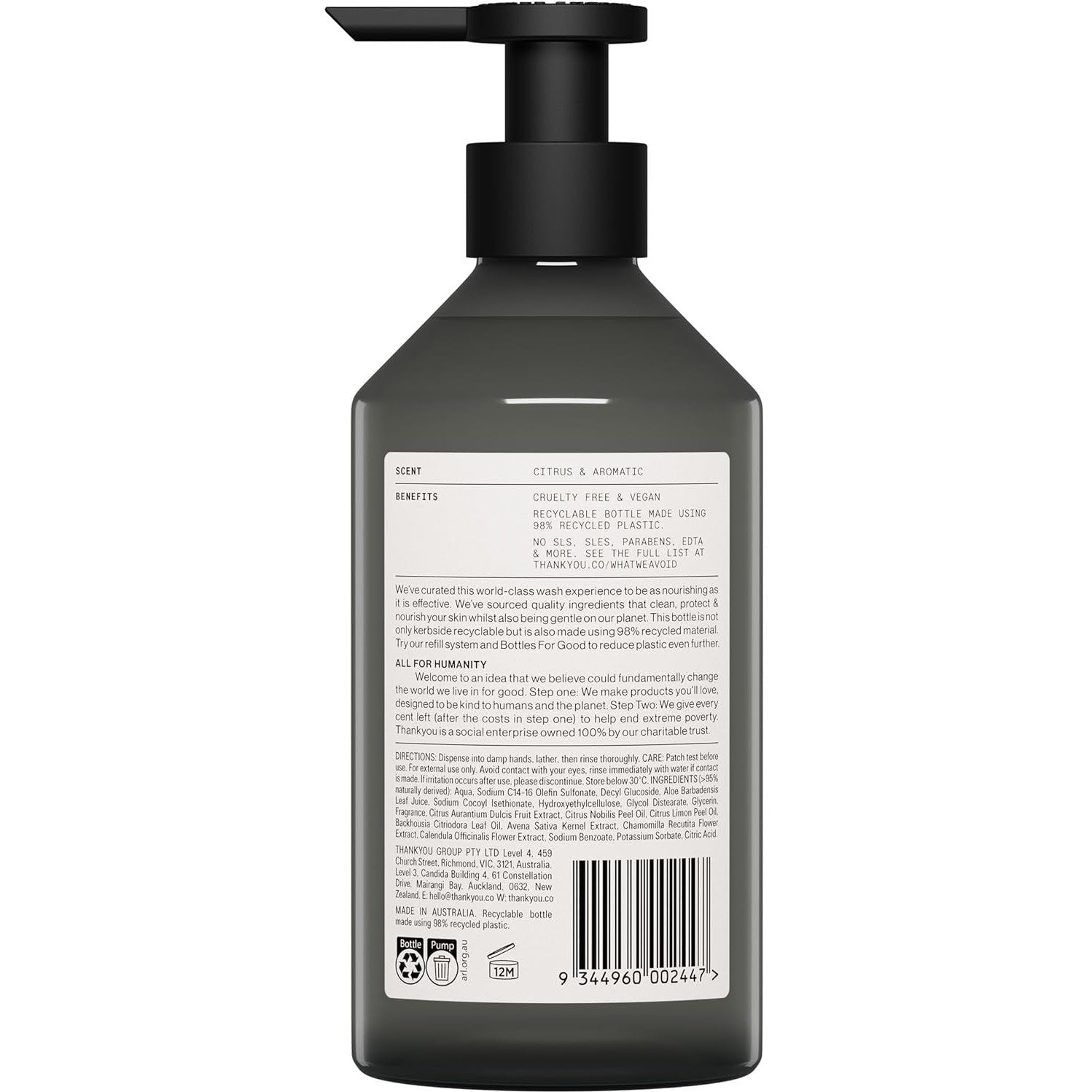 Thankyou Hand Wash Botanical Lemon Myrtle & Oat Milk 500ml