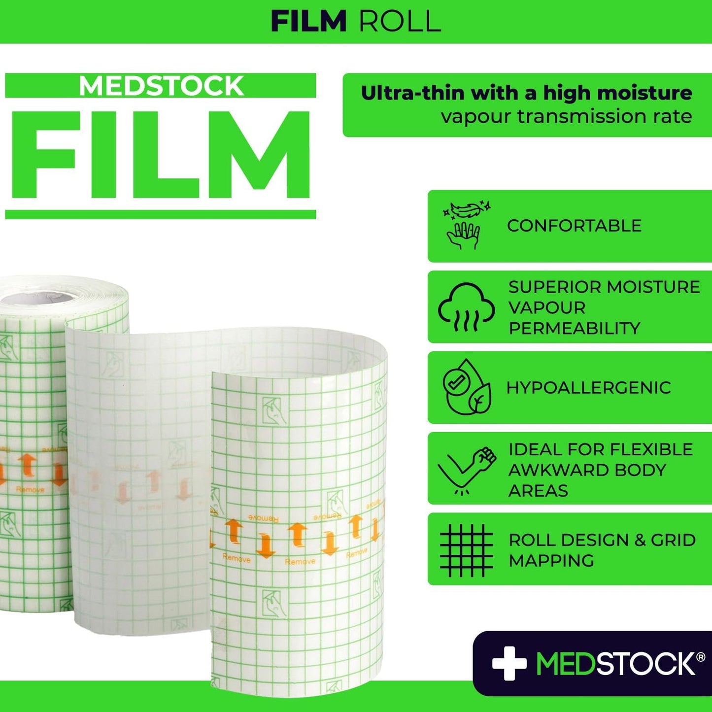 Medstock Film Dressing Roll 10 cmx1M