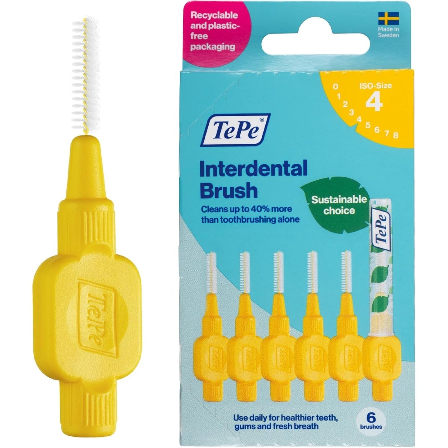 TePe Interdental Brush - Fine Yellow (0.7mm) 6 Pack