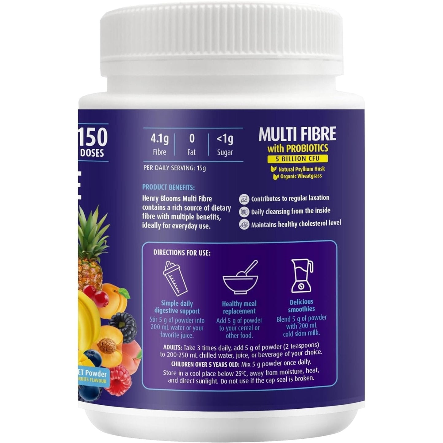 Henry Blooms Multi Fibre with Probiotics (Tropical Fruits) 750g