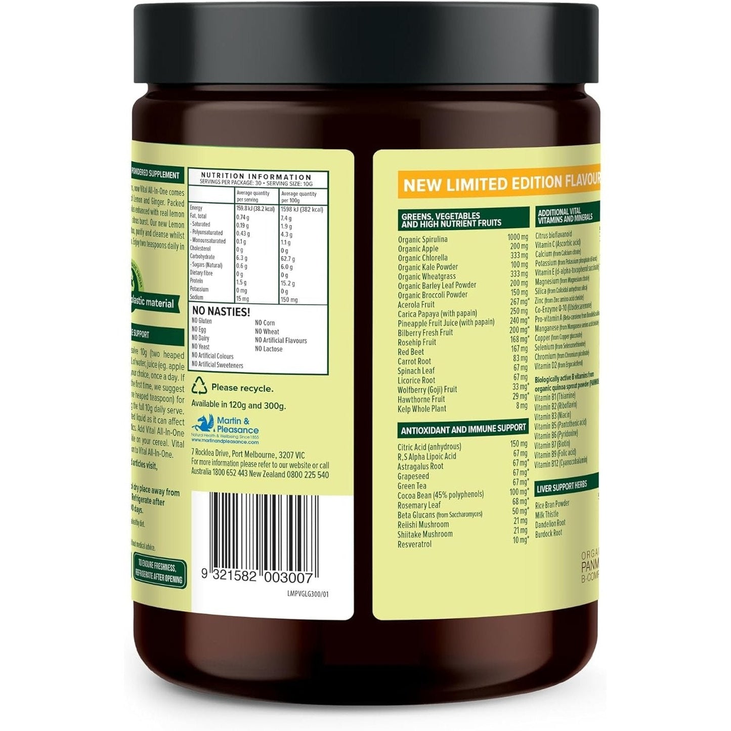 Martin & Pleasance Vital All-In-One (Greens) Lemon and Ginger 300g