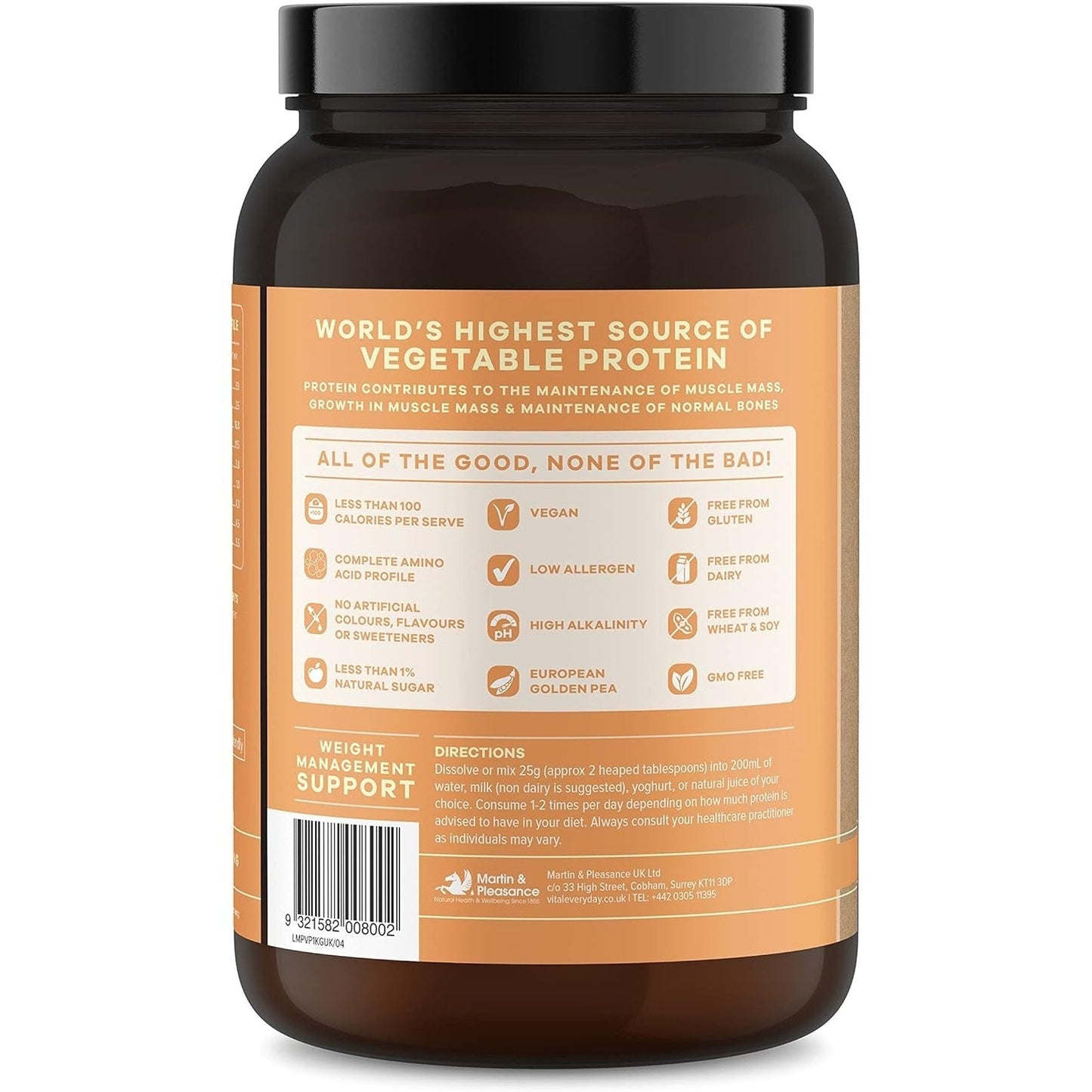 Martin & Pleasance Vital Protein 100% Natural Plant Based (Pea Protein Isolate) Unflavoured 1kg
