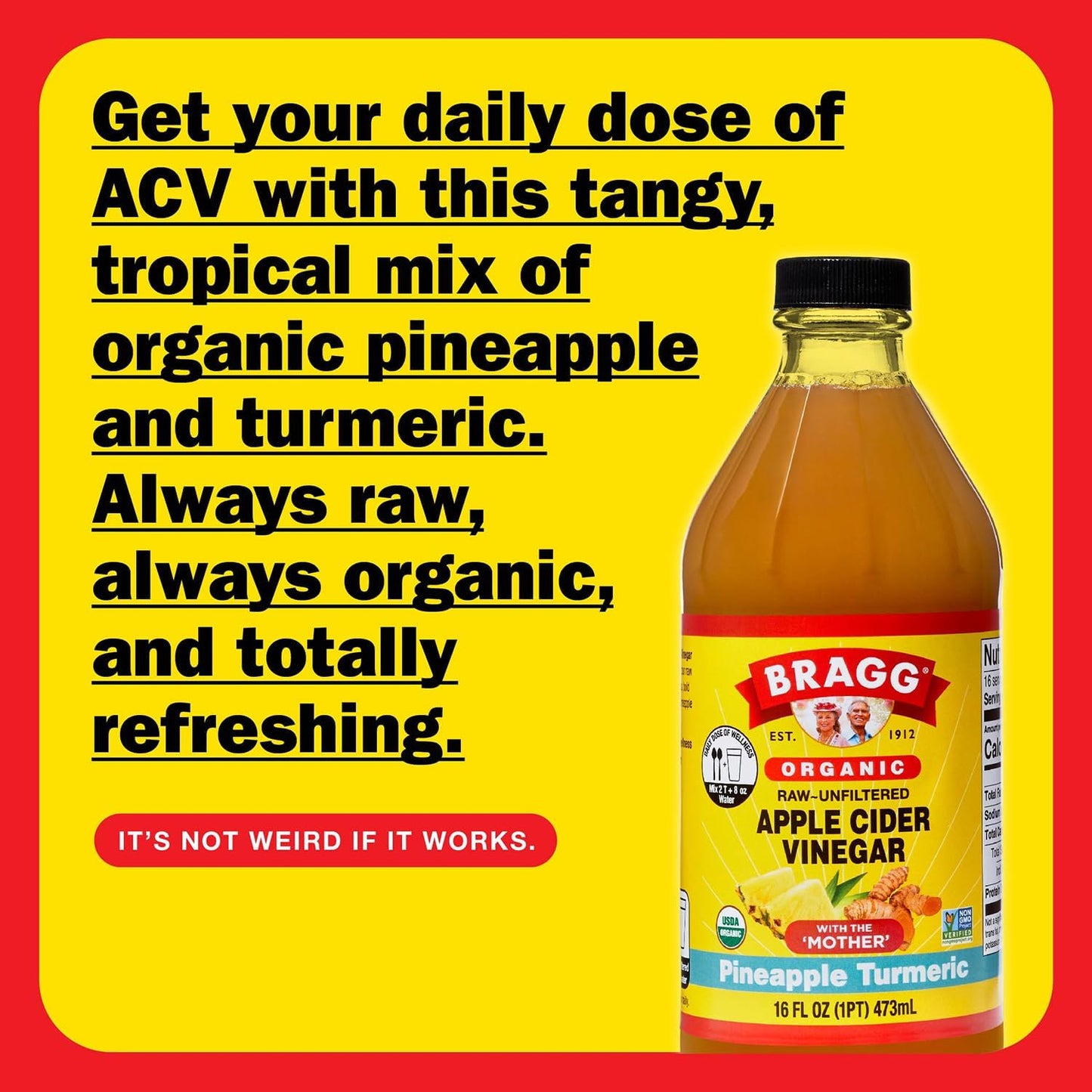 Bragg Apple Cider Vinegar Pineapple Turmeric 473ml