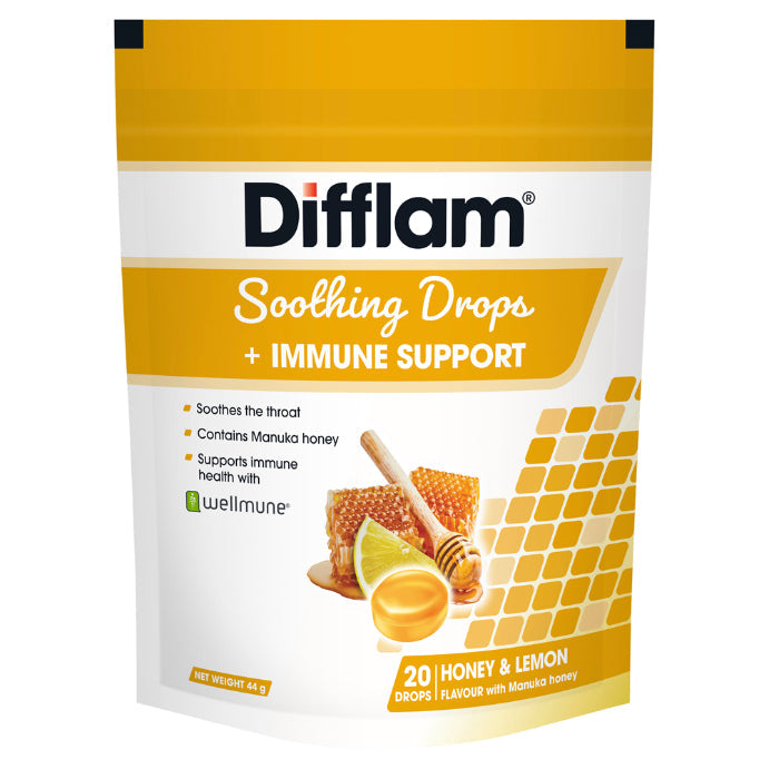 Difflam Soothing Drops + Immune Support Honey & Lemon 20 Drops