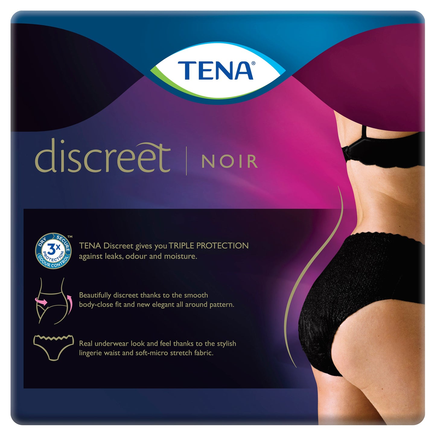 Tena Pants Womens Discreet Black Medium 10PK X3