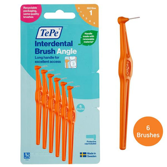 TePe Interdental Brush Angle Orange (Size 1) 0.45mm 6 Pack
