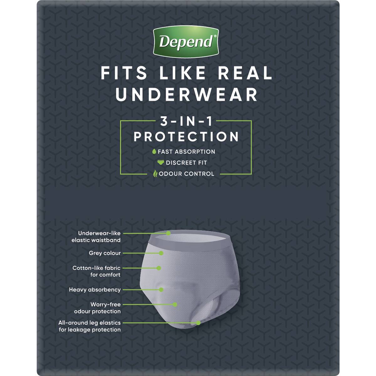 DEPEND REAL FIT UNDERWEAR MALE LARGE 8