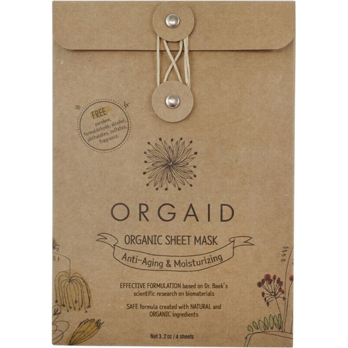 ORGAID Organic Sheet Mask Anti-Aging & Moisturizing 4x24ml