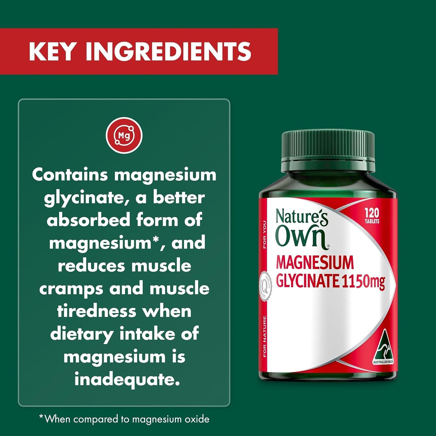 Nature's Own Magnesium Glycinate 1150mg 120 Tablets