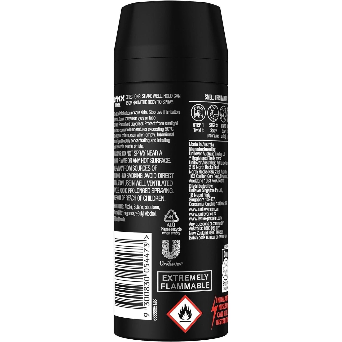 Lynx Men Body Spray Black 165ml