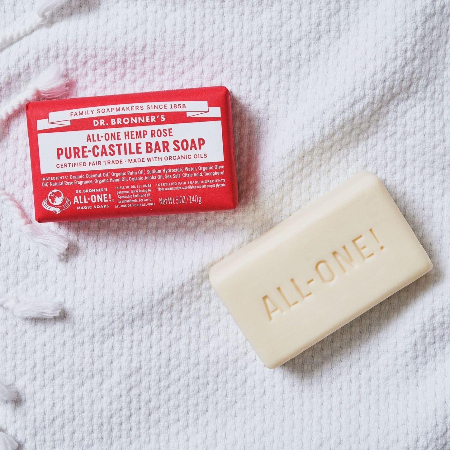 Dr. Bronner's Pure-Castile Bar Soap (Hemp All-One) Rose 140g
