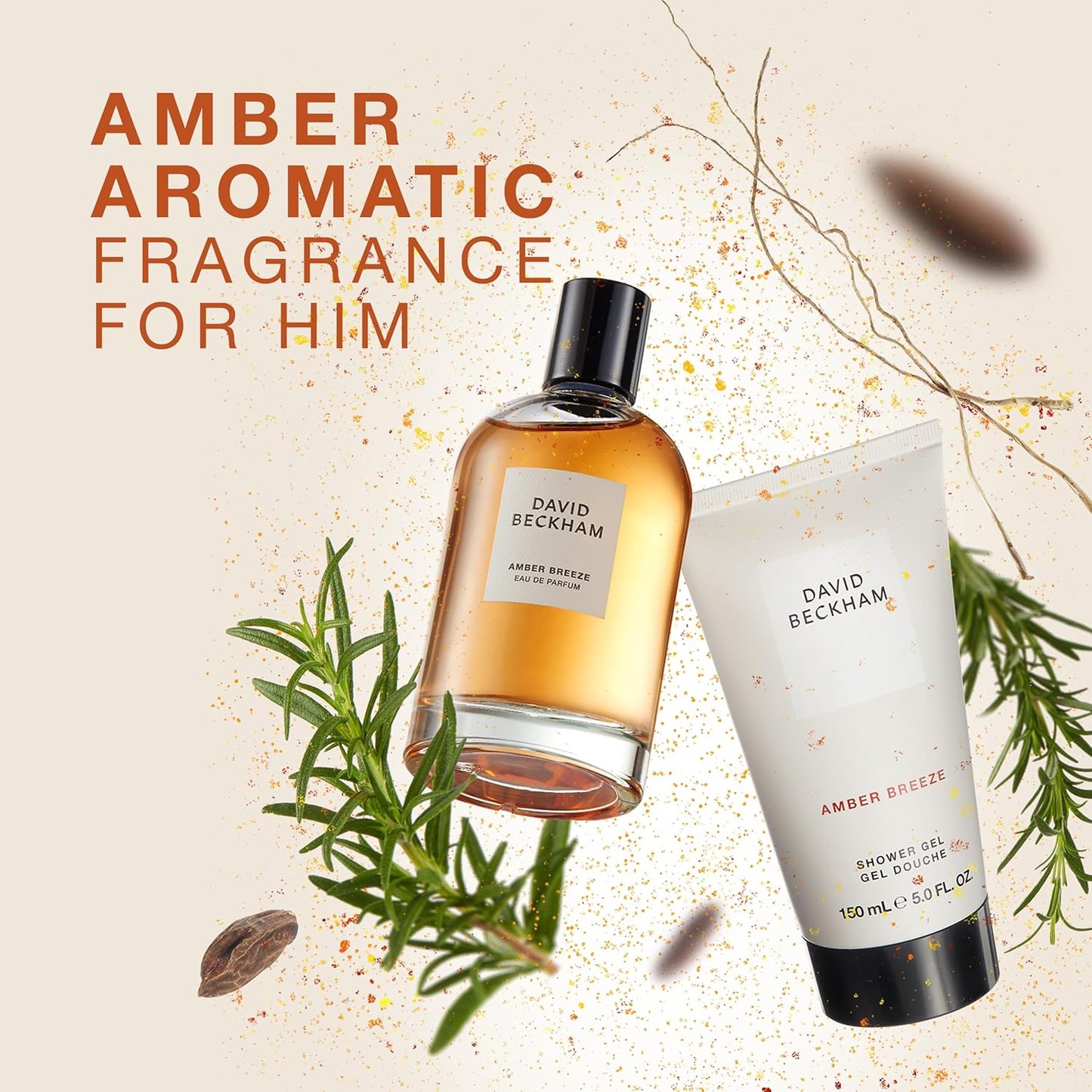 David Beckham Amber Breeze Eau De Parfum 100ml and Shower Gel 150ml Gift Set for Men