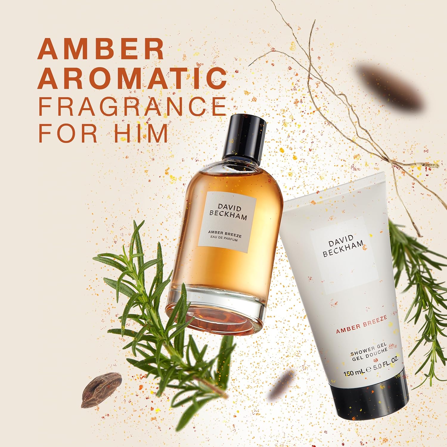 David Beckham Amber Breeze Eau De Parfum 100ml and Shower Gel 150ml Gift Set for Men