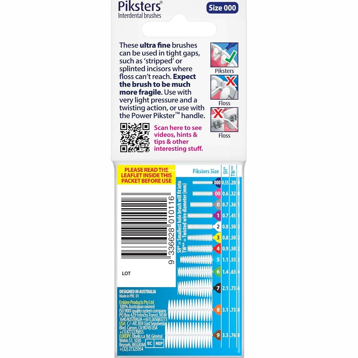 Piksters Interdental Brushes Navy Size 000 10 Pack