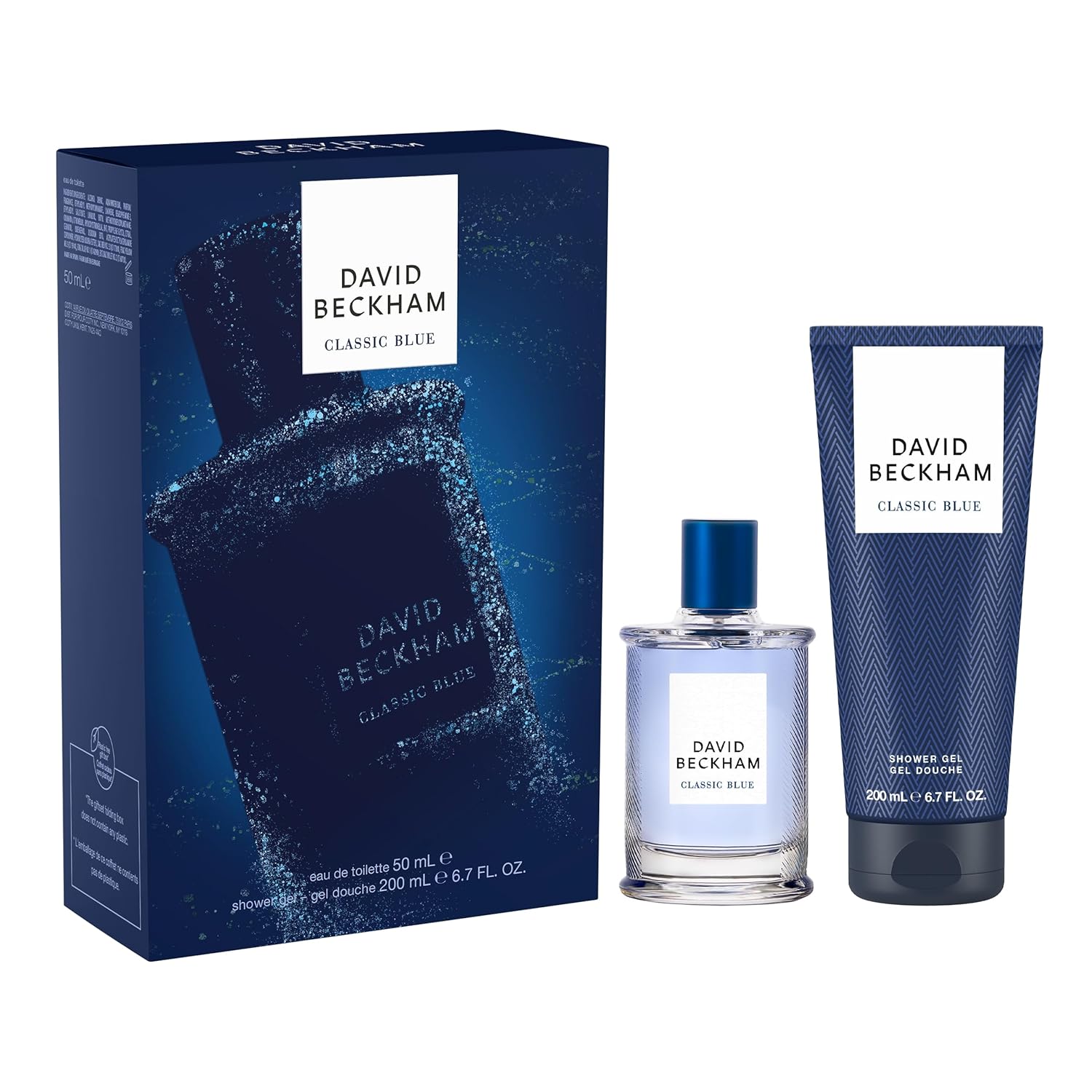 David Beckham Classic Blue Eau De Toilette 50ml and Shower Gel 200ml gift Set for Men
