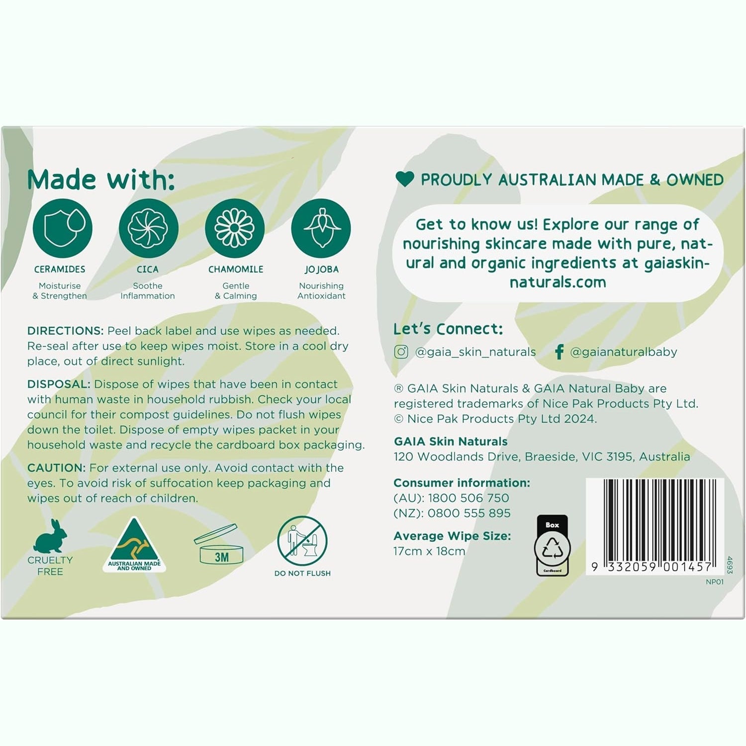 GAIA Biodegradable Water Wipes 280pk