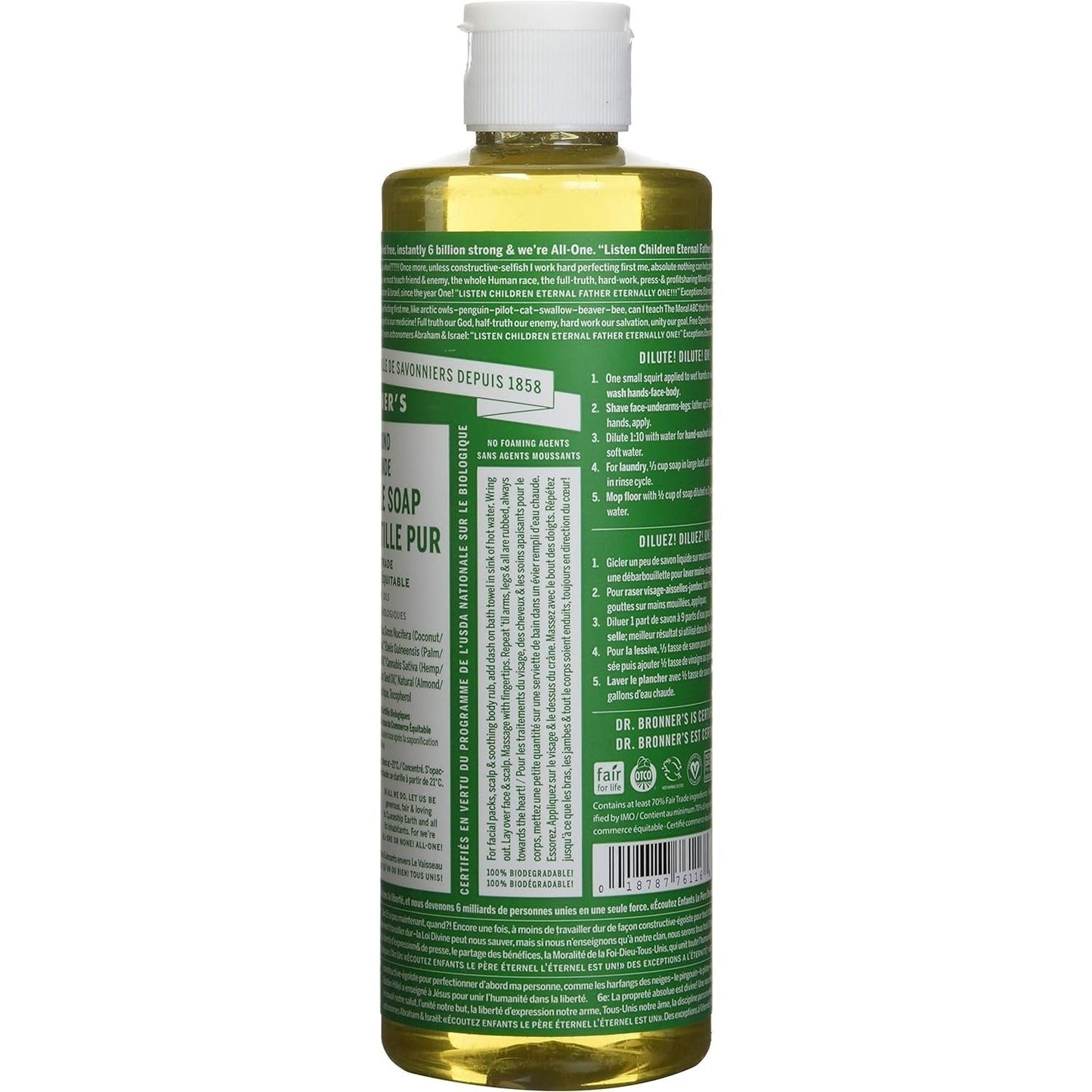 Dr. Bronner's Pure-Castile Soap Liquid (Hemp 18-in-1) Almond 473ml
