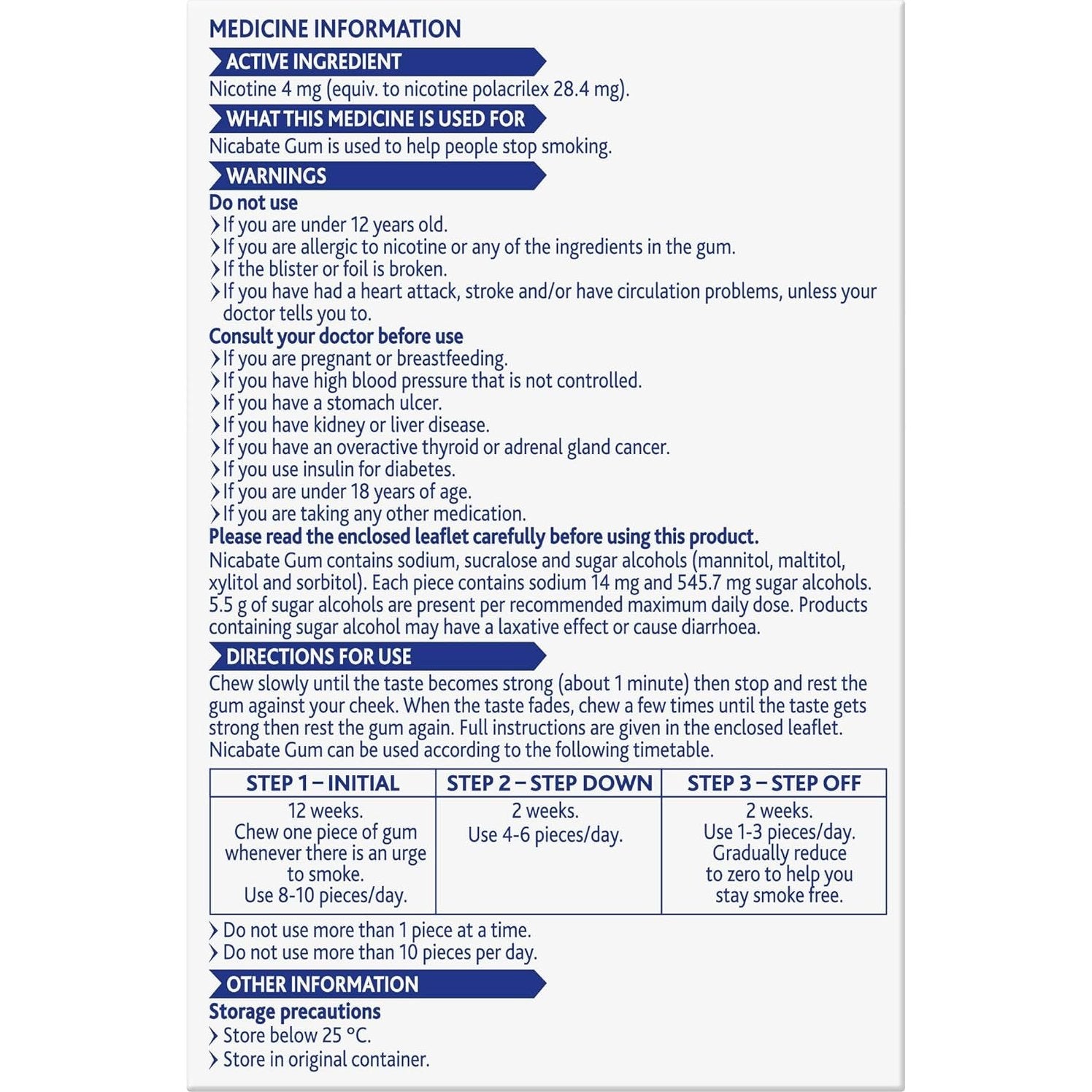 Nicabate Extra Fresh Mint Gum Quit Smoking 4mg 30 Pack