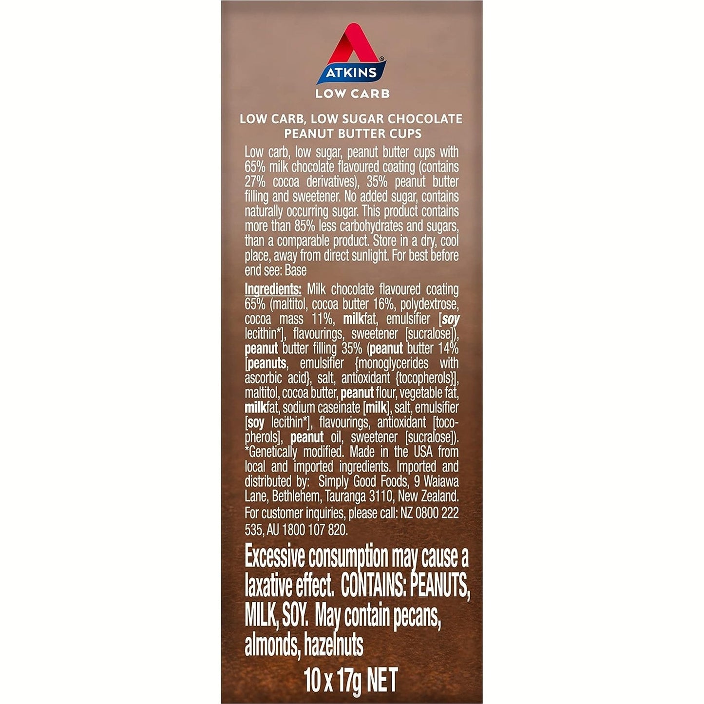 Atkins Peanut Butter Cups 17g 10 Pack
