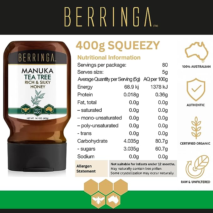 Berringa Manuka Tea Tree Rich & Silky Honey (MGO 150+) 400g
