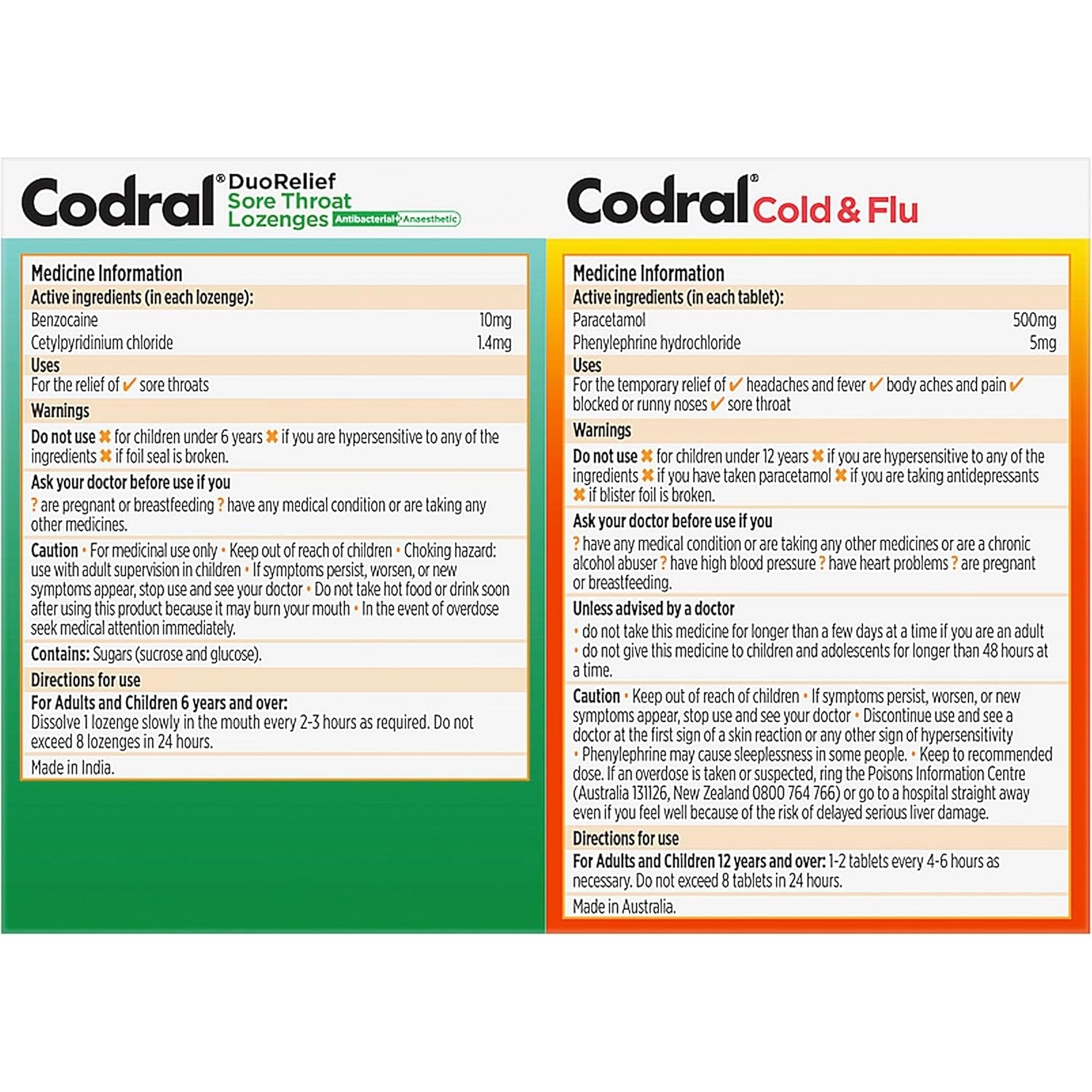 Codral Plus Cold & Flu +sore Throat 16 Lozenges