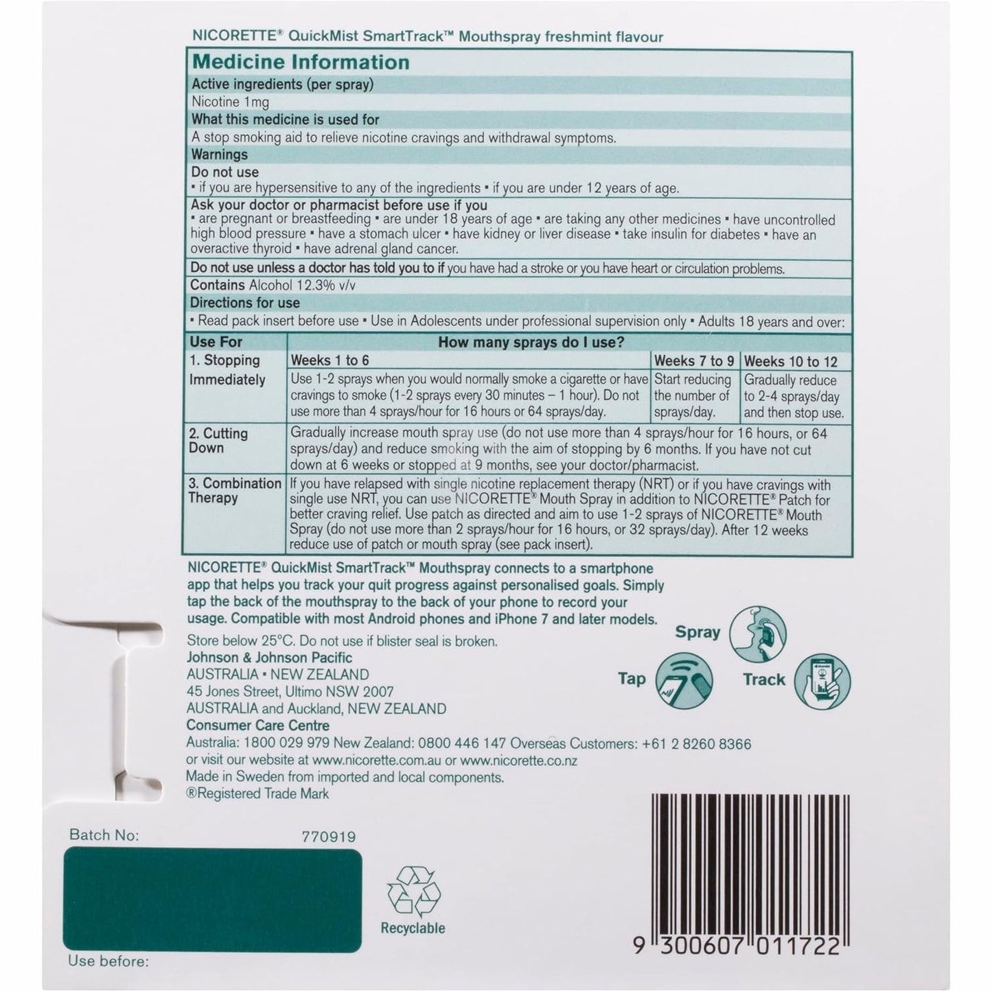 Nicorette QuickMist SmartTrack Mouthspray 150 Sprays Duo Pack – Freshmint