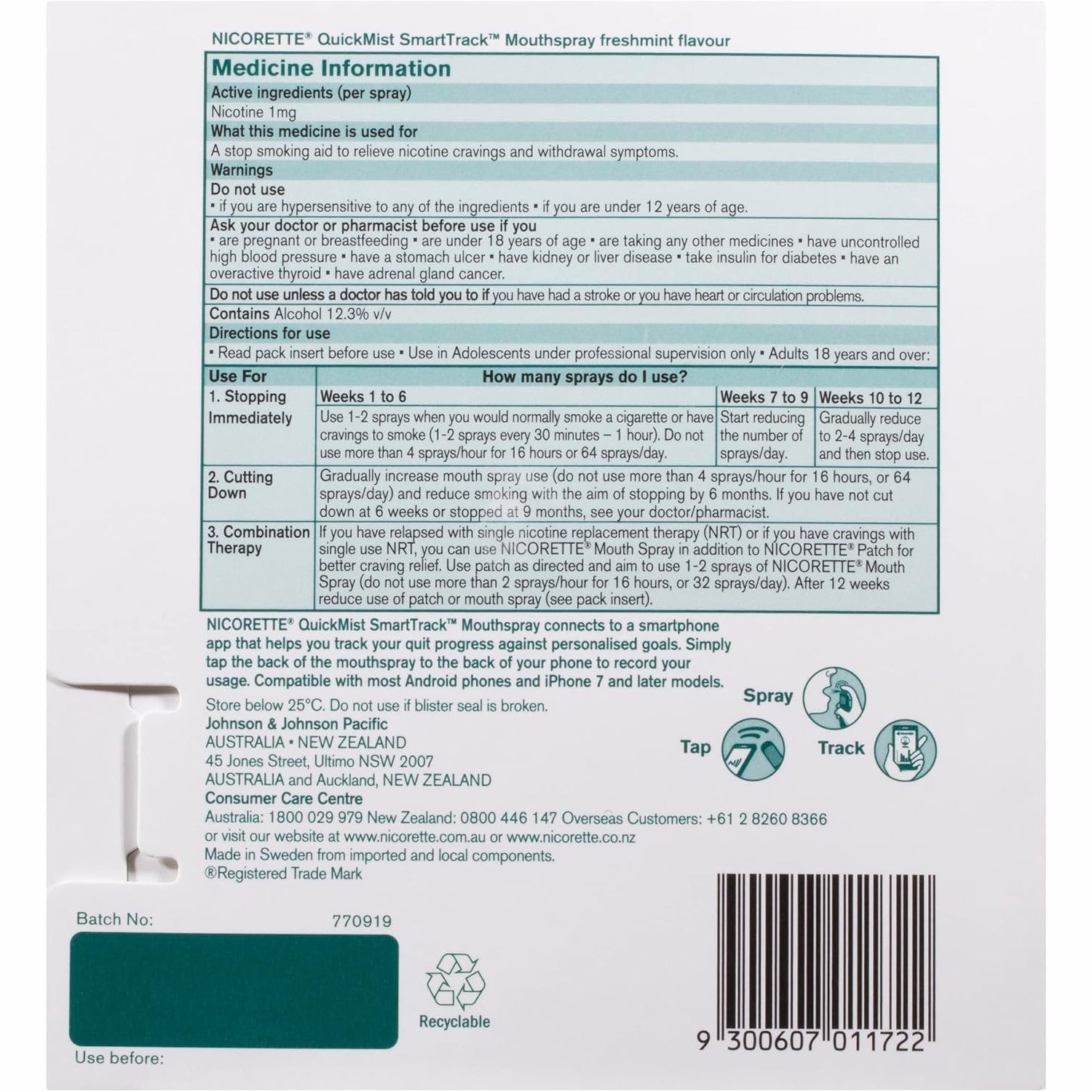 Nicorette QuickMist SmartTrack Mouthspray 150 Sprays Duo Pack – Freshmint