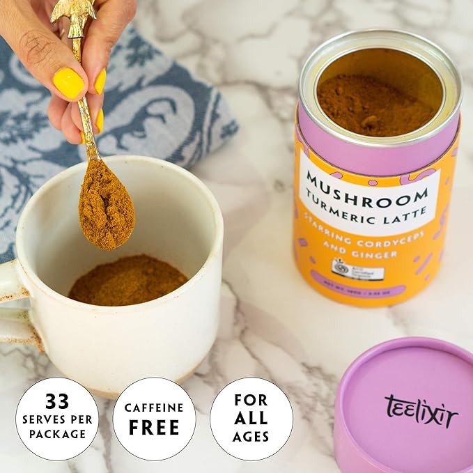 Teelixir Organic Mushroom Turmeric Latte (Starring Cordyceps and Ginger) 100g