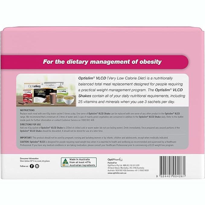Optislim VLCD Meal Replacement Shake Strawberry 21x43g Sachets