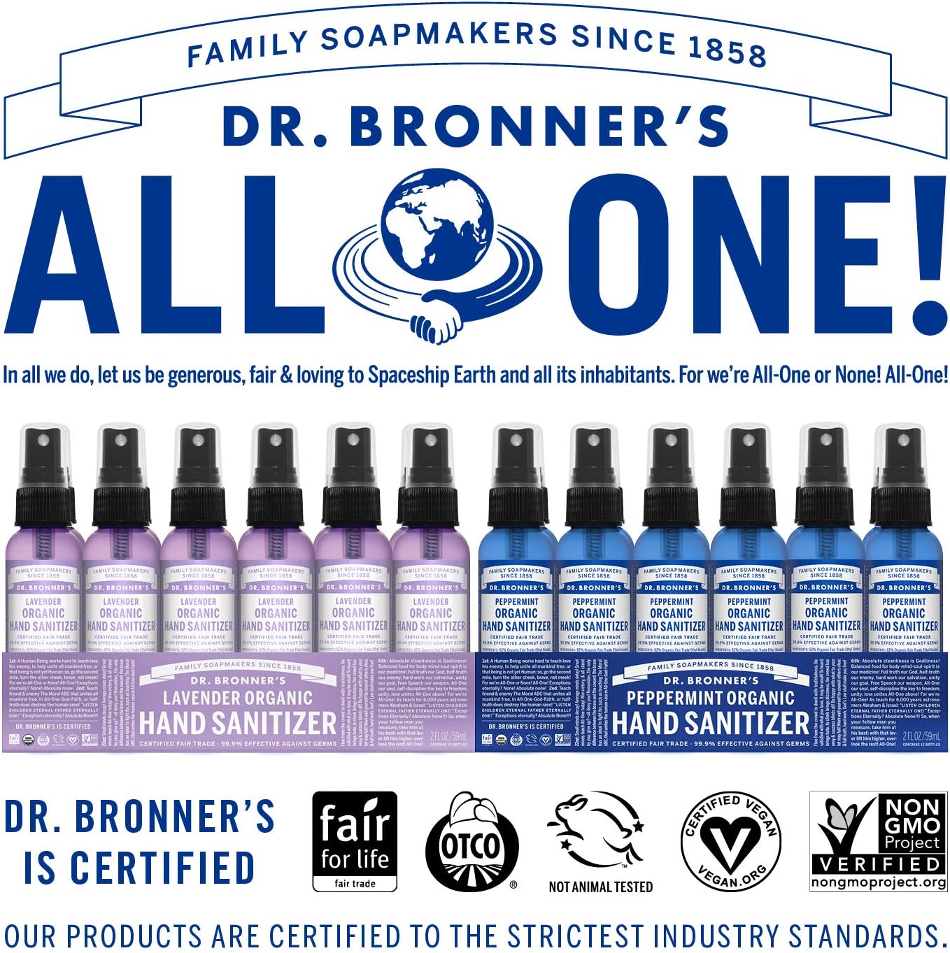 Dr. Bronner's Organic Hand Sanitizer Peppermint 59ml