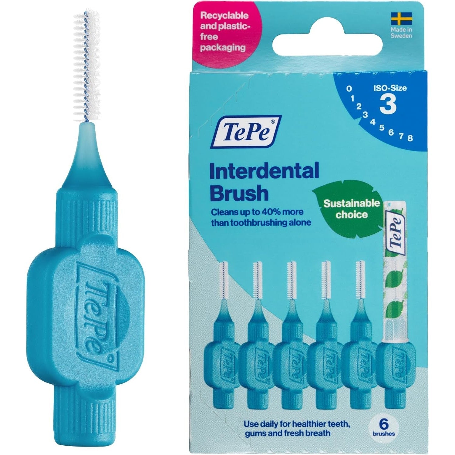 Tepe Interdental Brush 0.6mm Blue 6 Pack