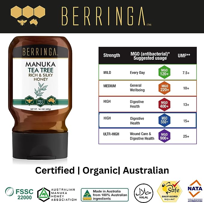 Berringa Manuka Tea Tree Rich & Silky Honey (MGO 150+) 400g