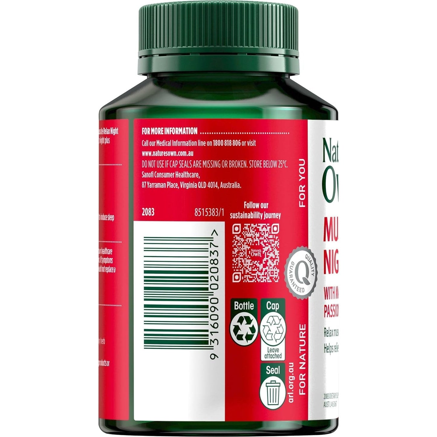 Nature's Own Muscle Relax Night with Magnesium and Passionflower 120 Tablets