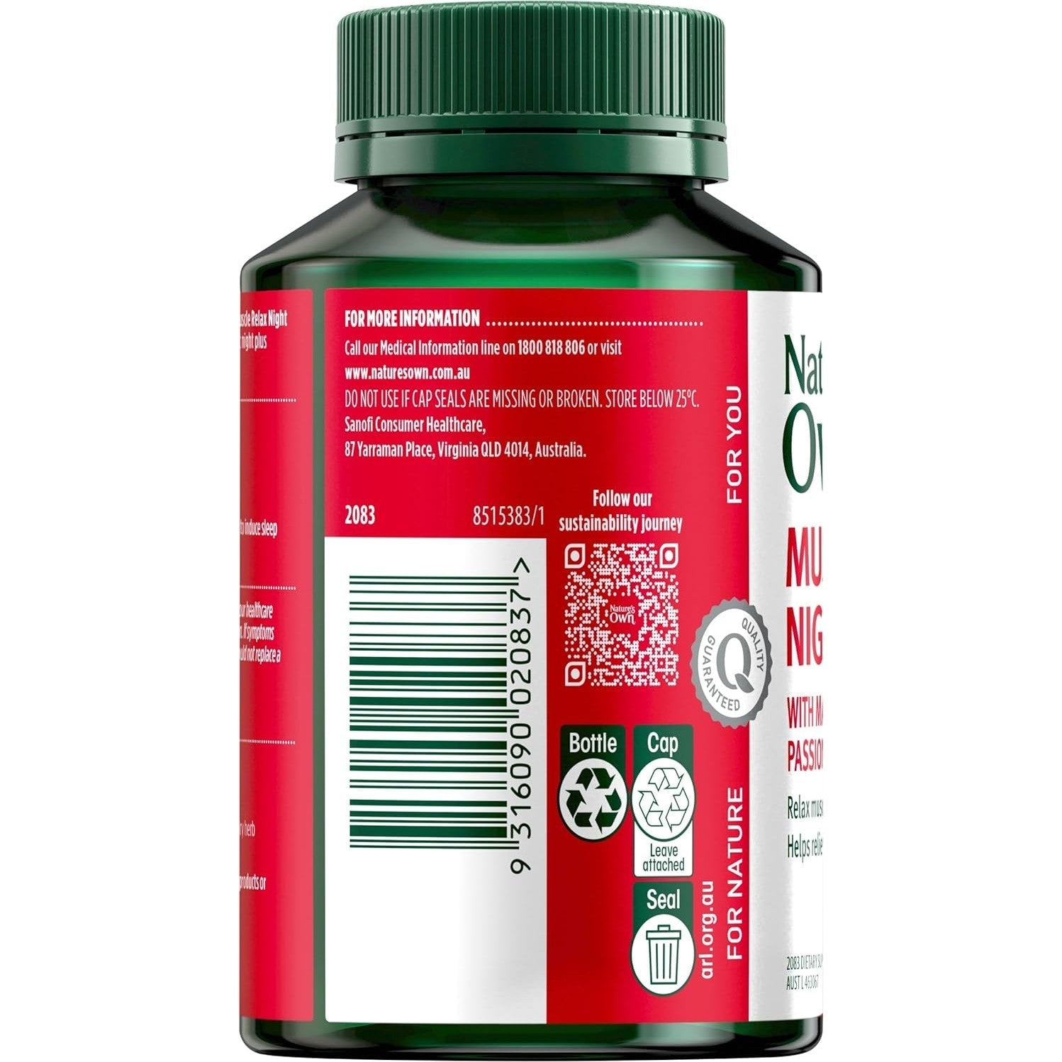 Nature's Own Muscle Relax Night with Magnesium and Passionflower 120 Tablets