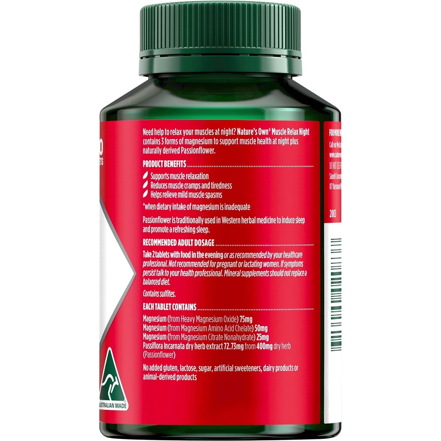 Nature's Own Muscle Relax Night with Magnesium and Passionflower 120 Tablets