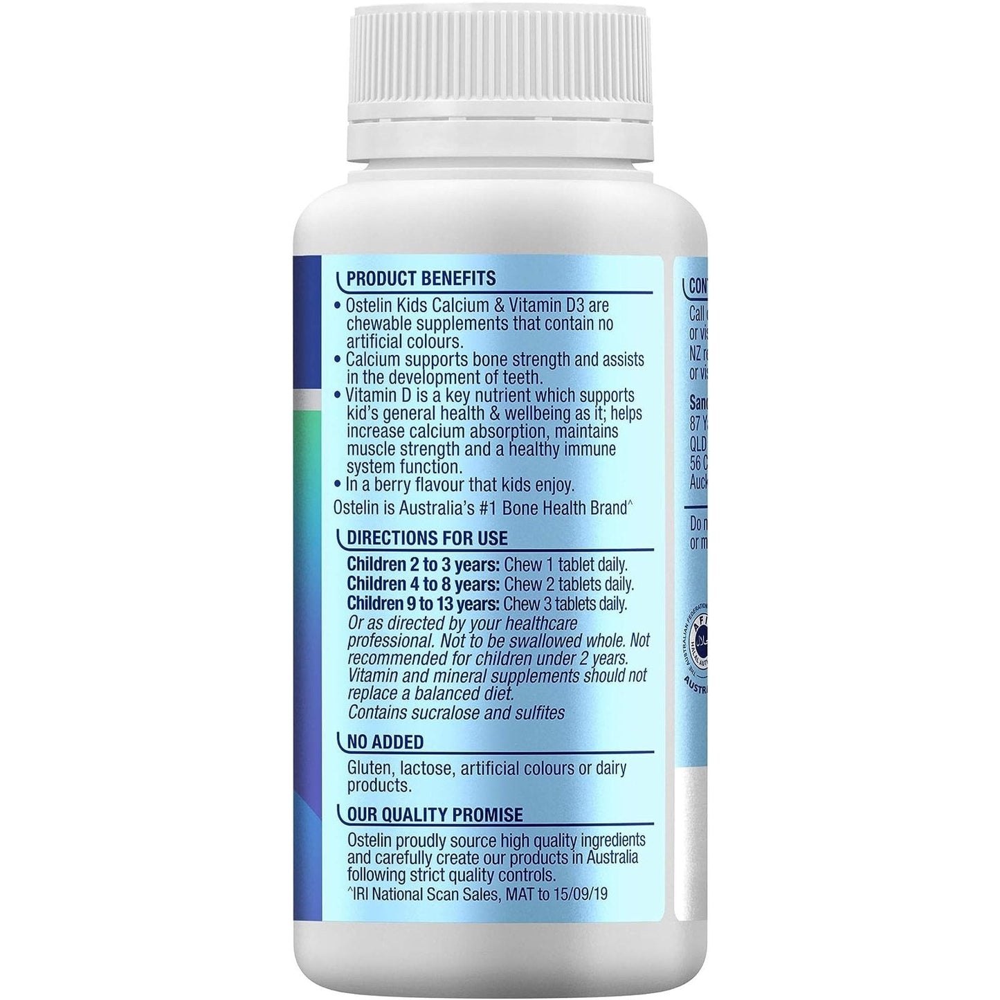 Ostelin Kids Calcium & Vitamin D3 90 Chewable Tablets