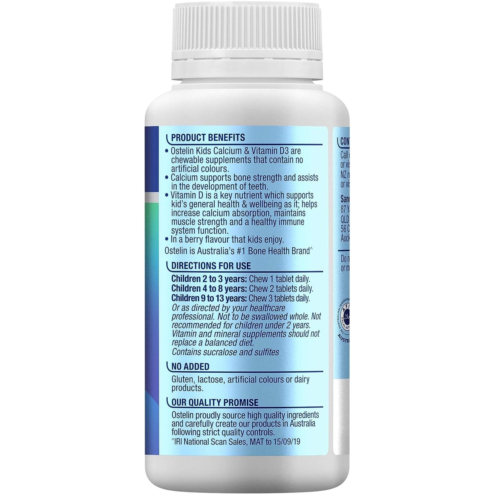 Ostelin Kids Calcium & Vitamin D3 90 Chewable Tablets