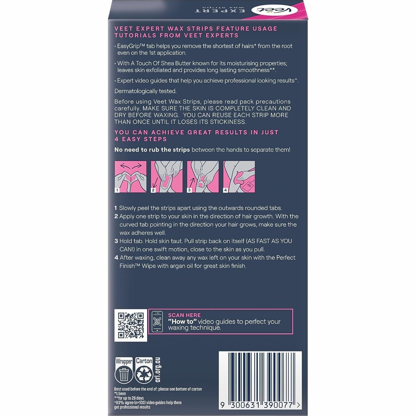 Veet Expert Hair Removal Strips Cold Wax Strips Legs & Body 40 pack