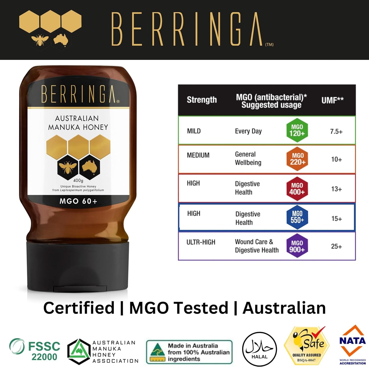 Berringa Australian Manuka Honey (MGO 60+) 400g