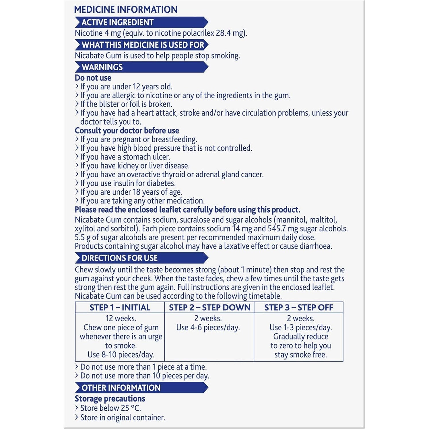 Nicabate Extra Fresh Mint Gum Quit Smoking 4mg 100 Pack