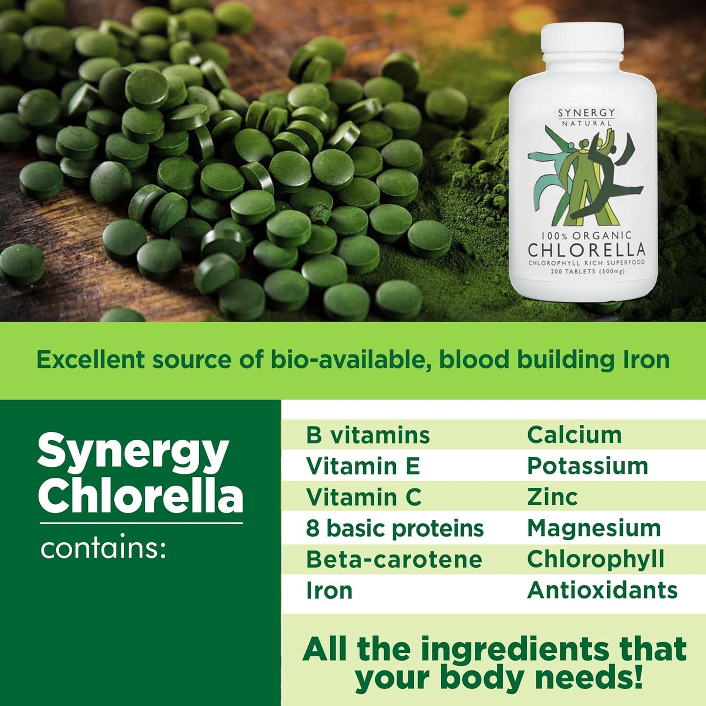 Synergy Natural Organic Chlorella 500mg 200t