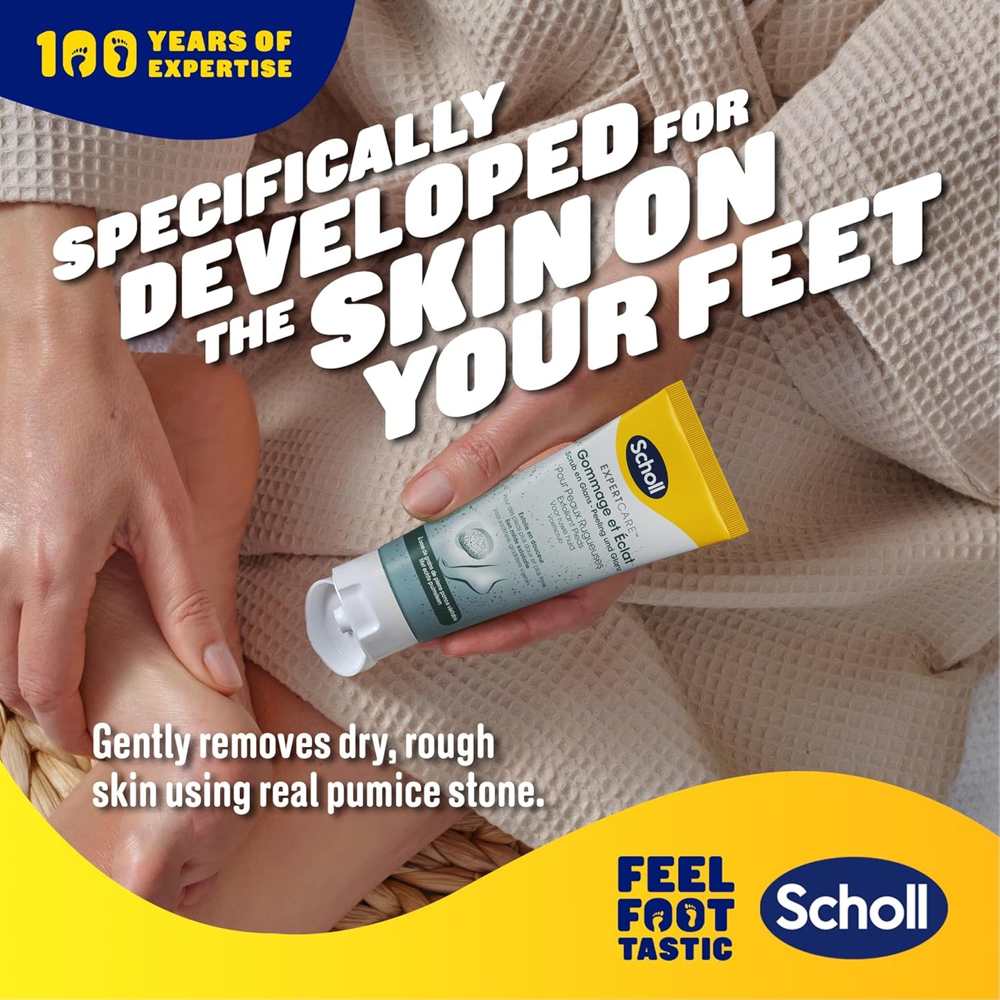 Scholl Expertcare Polish & Glow for Rough Skin Foot Scrub 75ml